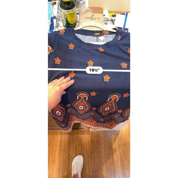 R & B Collection Women’s Tunic Top Large Orange Paisley Long Sleeve Soft Pockets - Picture 5 of 7